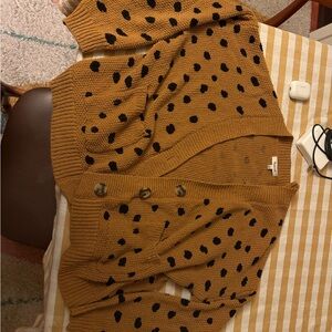 Madewell Polka Dot Button-Up Sweater - tan Brown and Black